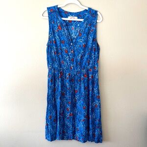 Loft Blue Floral Summer Dress Sz Lg